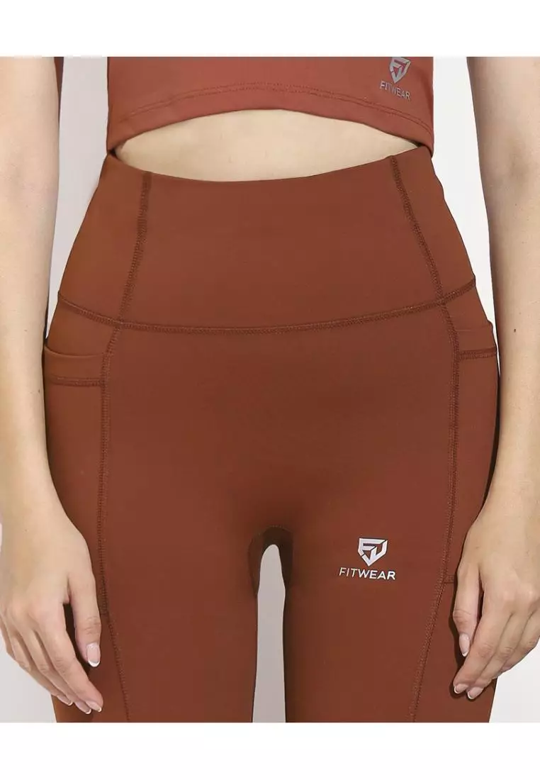 Fitwear - Legging Jogger Olahraga Wanita LINDA 2IN1 ANKLE SERUT - BRICK DRYFIT 2POCKET