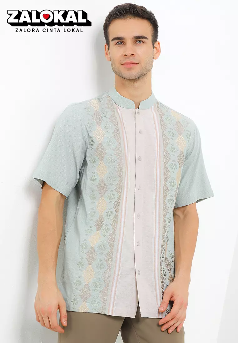 Green Tease Short Sleeve Baju Koko