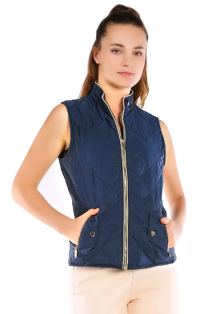 Quilted sleeveless jacket womens outlet