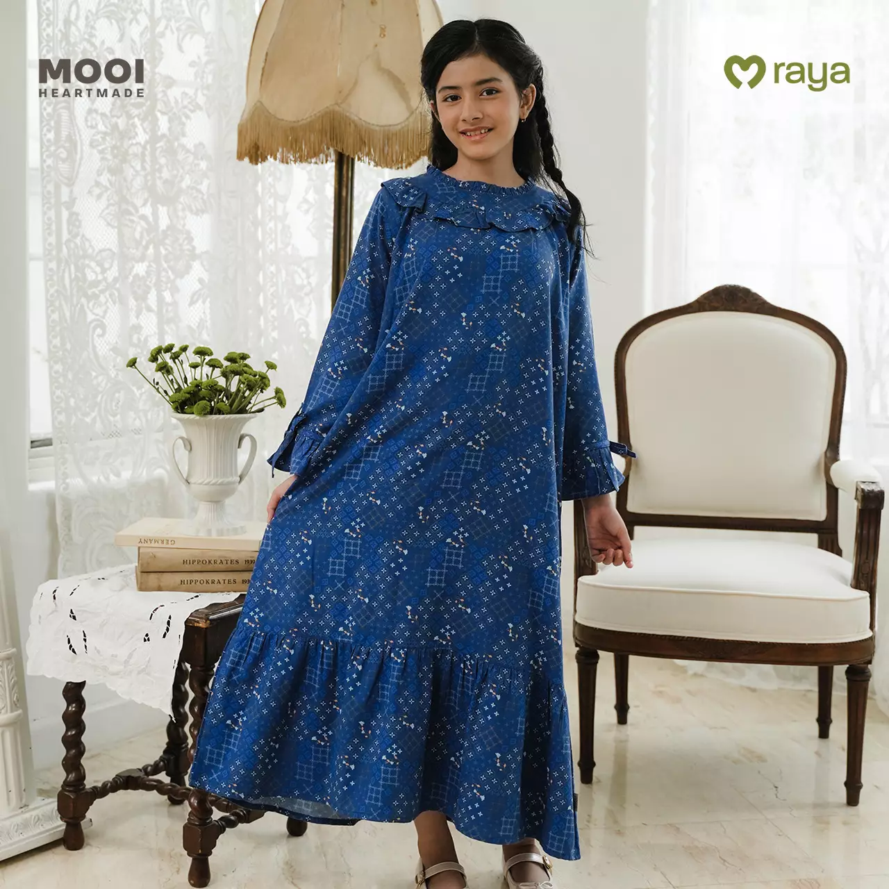 Mooi Dress Anak Gamis Anak Perempuan Raya Collection Rayma Gamis - Sky Blue