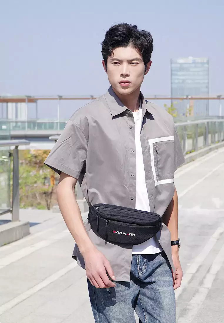 Men's Waist Bag / Belt Bag / Chest Bag (Tas Pinggang / Tas Dada Pria) - Hitam