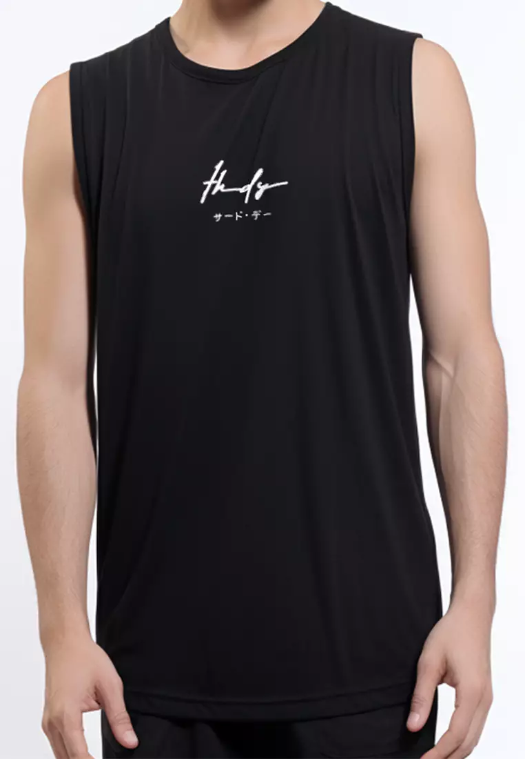 MTH93 Kaos Kutung Pria Casual Hkr Thdy Sign Hitam