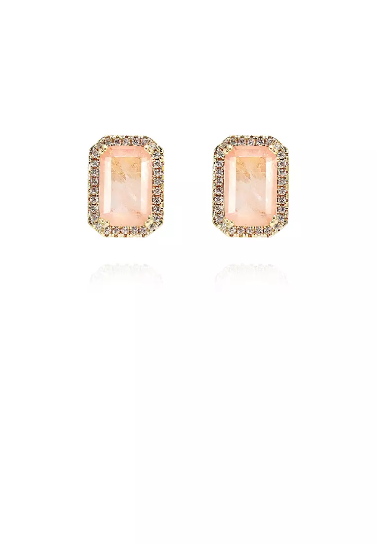 Gold square cheap stud earrings