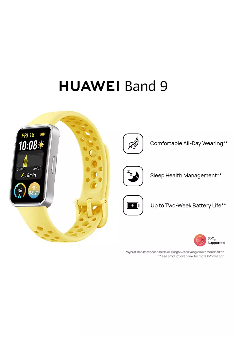 HUAWEI Band 9 Smartband | Comfort Wear | Sleep Health | 14 days Battery - Lemon Yellow