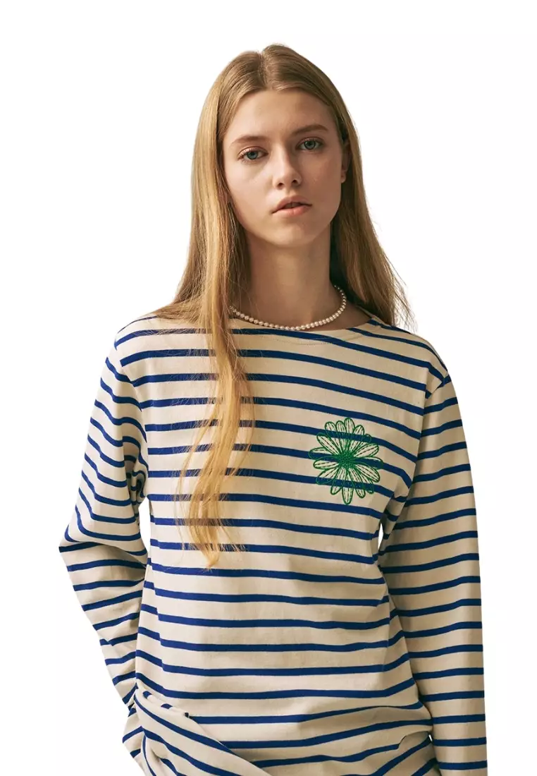 Tshirt Long Sleeve Stripe - Blue Green