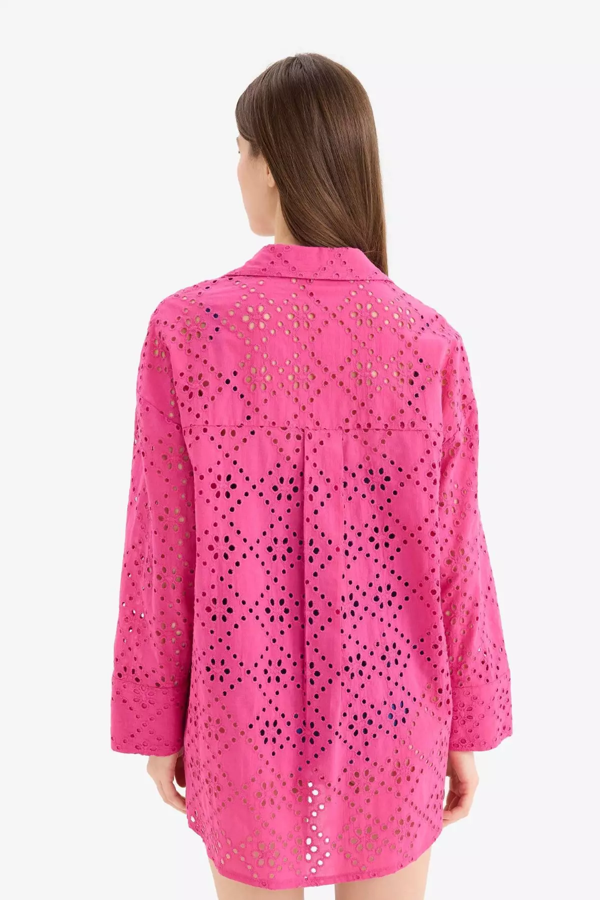 Regular Fit Cotton Brode Beach Shirt-Fall in Love C0506Ax25Sm