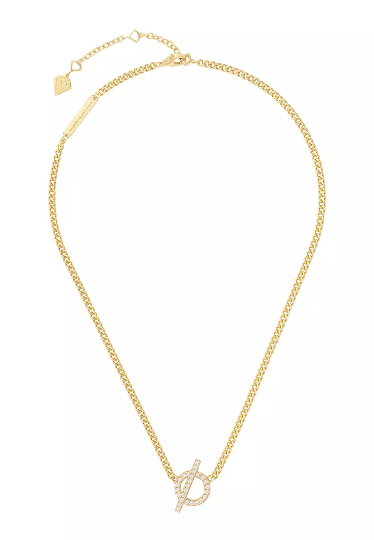 Curb Chain Pave Toggle 14K Gold Vermeil Necklace
