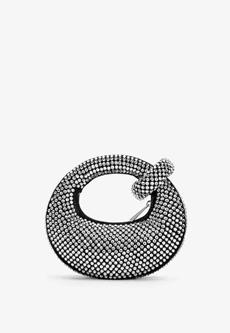 Abacus Artificial Crystal Mini Top Handle Bag - Black