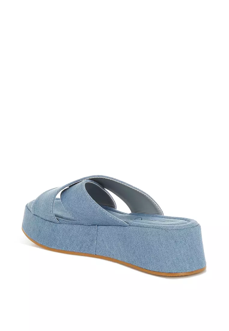 Sepatu Denim Flatform Slip On