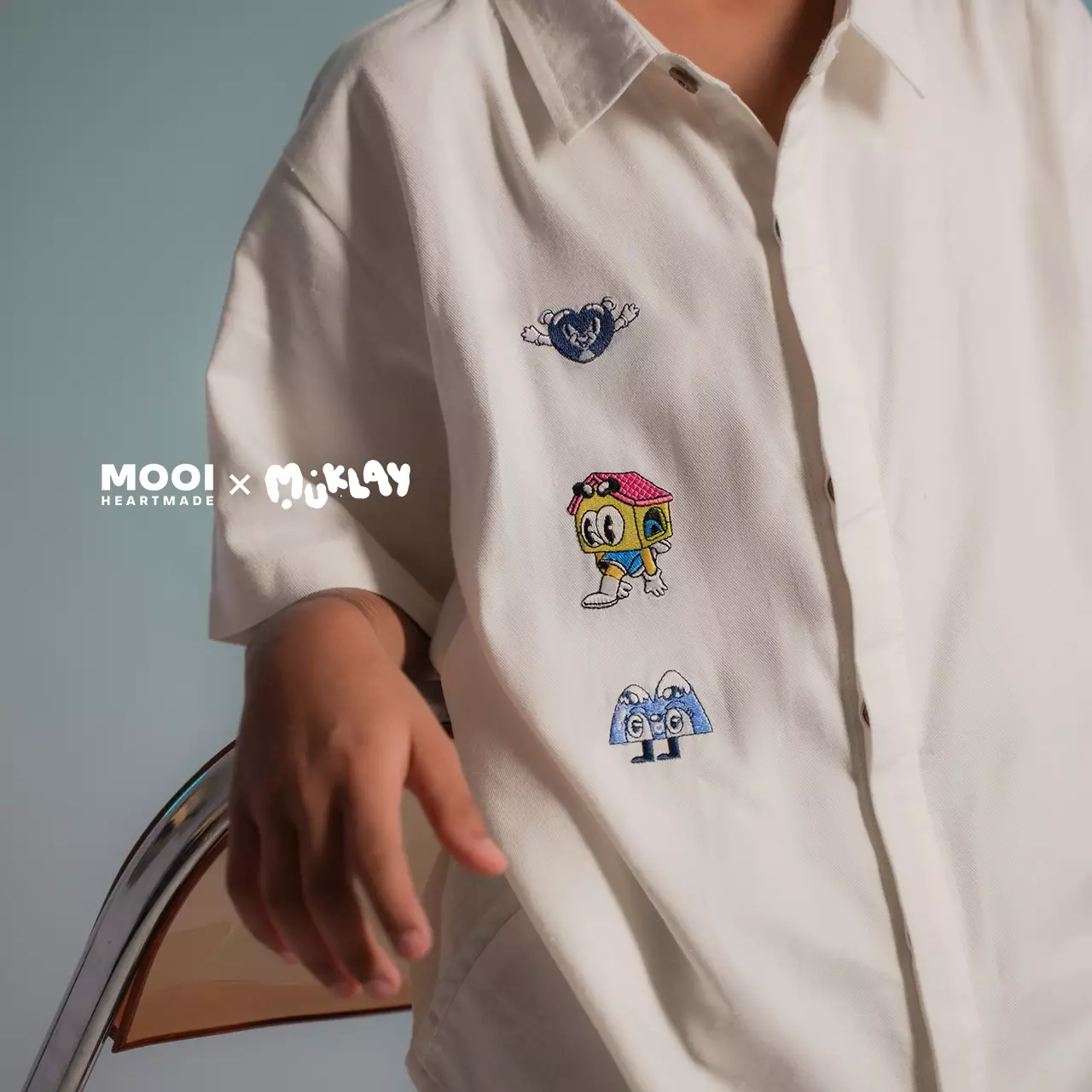 Mooi X Muklay Setelan Anak Laki-laki Kemeja Anak Basic Shirt Set - Navy