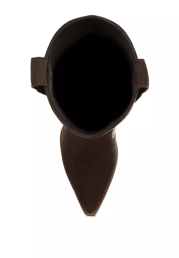 Sepatu Bot Anak Sapi Berhias Berlian Imitasi Warna Cokelat