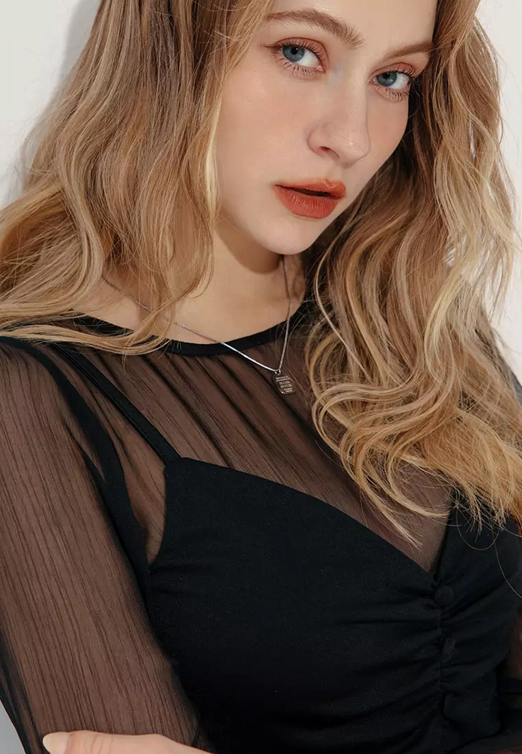 Puff Sleeve Sheer Top