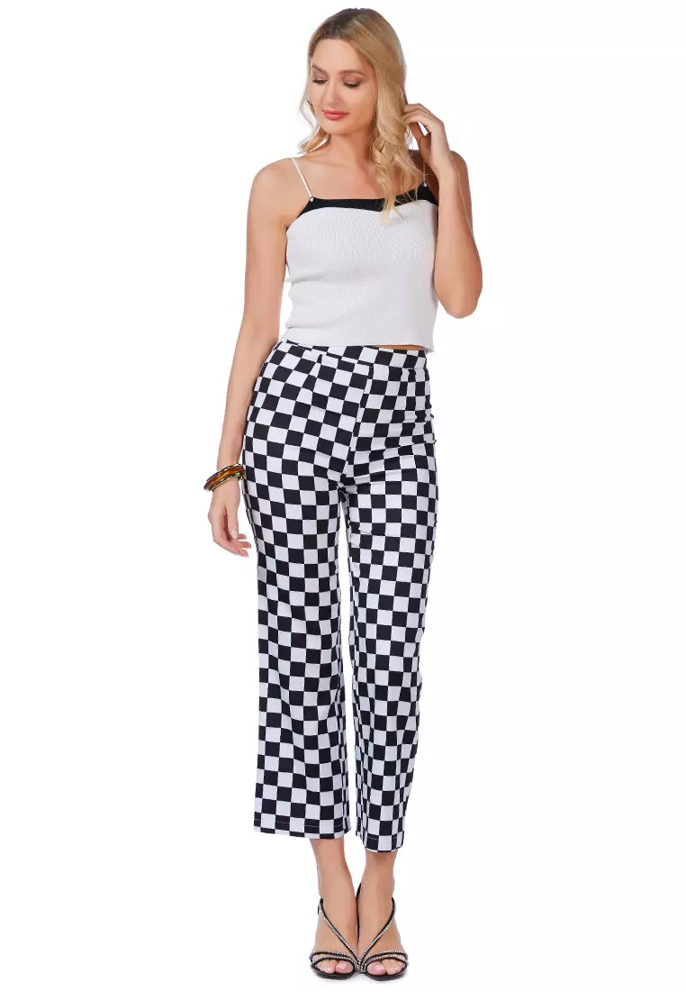 Checkerboard Culottes Pants in Black and White