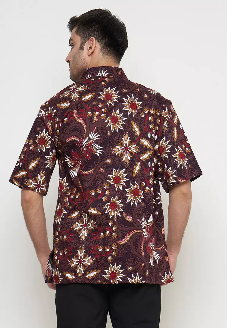 Regfit Barata Maroon Kemeja Batik Pria Lengan Pendek