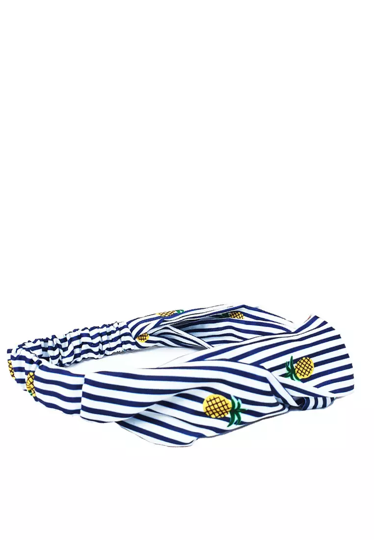 Twisted Headband Striped Pineapple Navy
