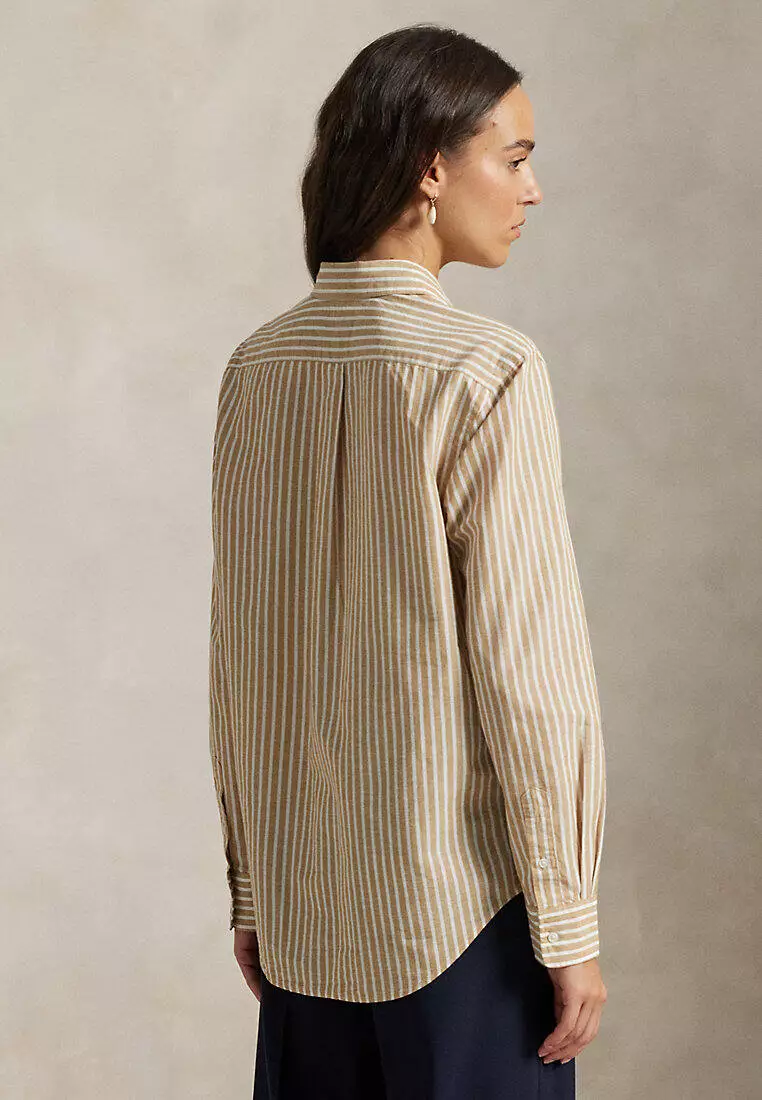 Classic Fit Striped Cotton-Linen Shirt