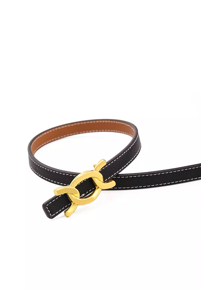 GYKACO ALDEN Black Tan - Ikat Pinggang Wanita - Fashion Belt / Sabuk