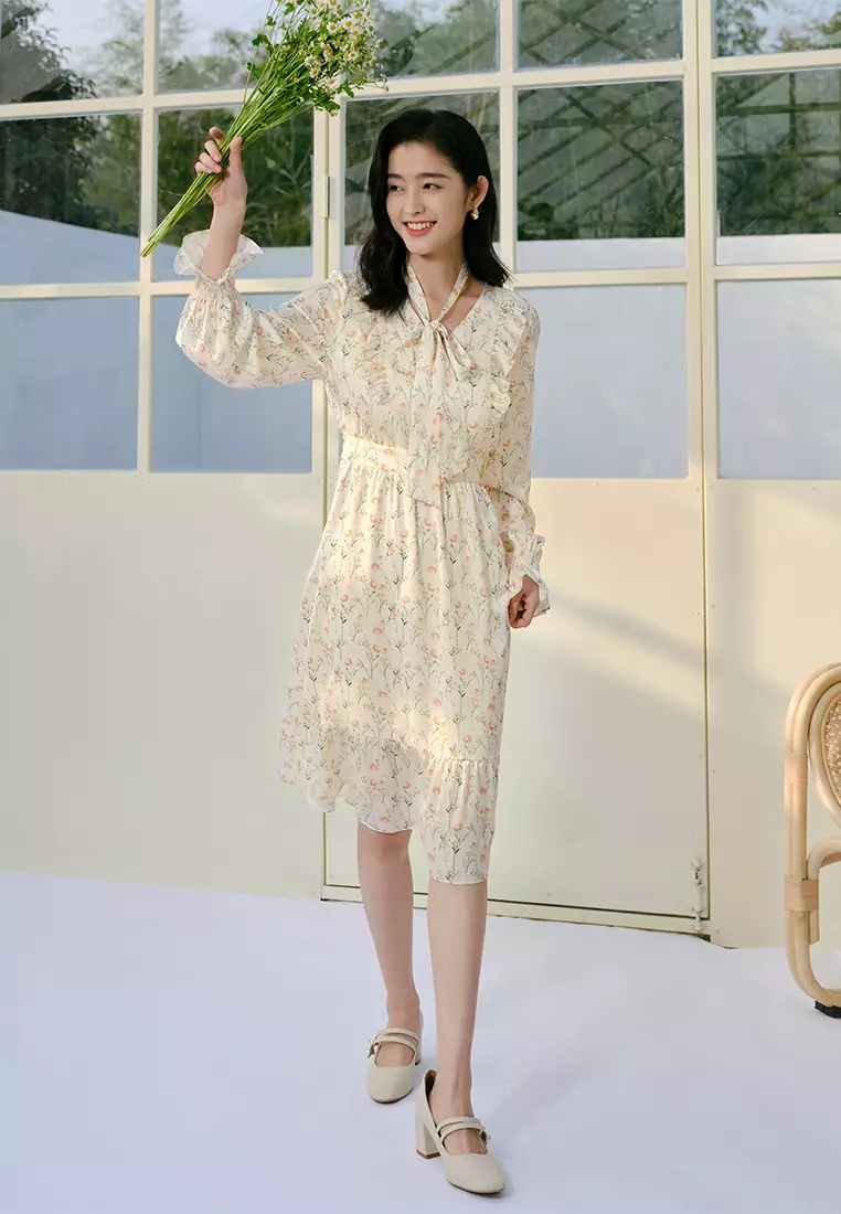 Ruffle Sleeve and Hem Summer Midi Dress