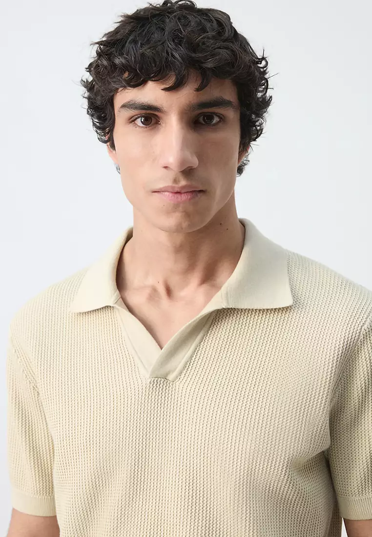 100% Cotton Knitted Structure Polo Shirt