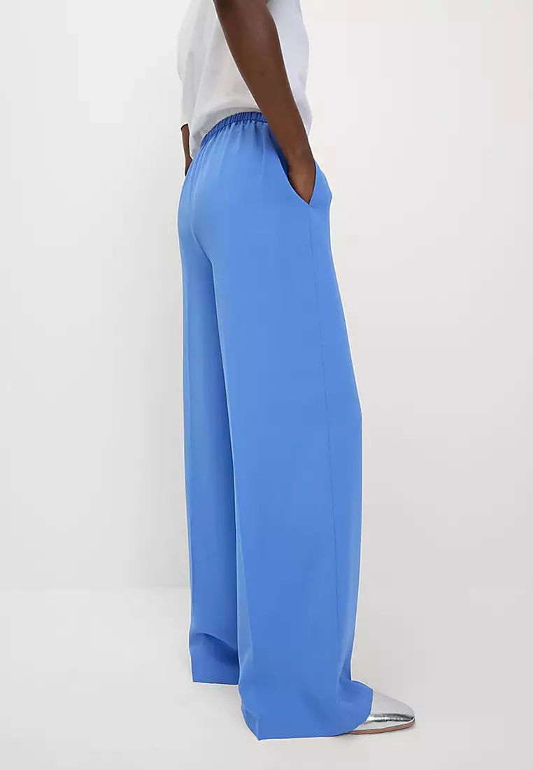 Crepe Elasticated Waist Wide Leg Trousers