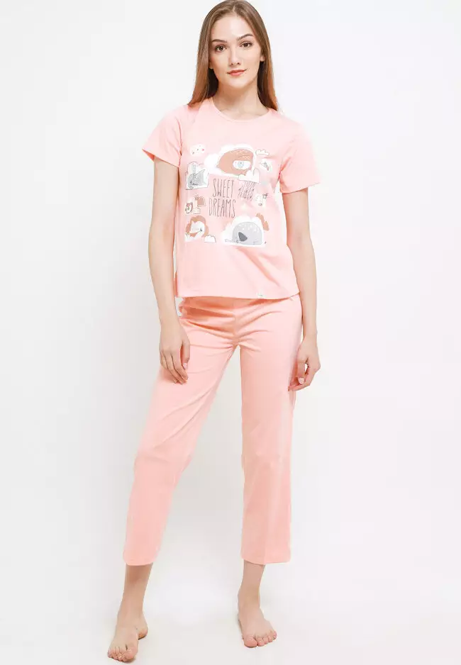 Pyjama Short Sleeve Long Pants Sleepwear
