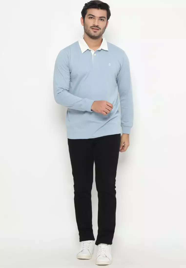 Matsuda Kaos Rugby Polo Shirt Pria Lengan Panjang Fujidera