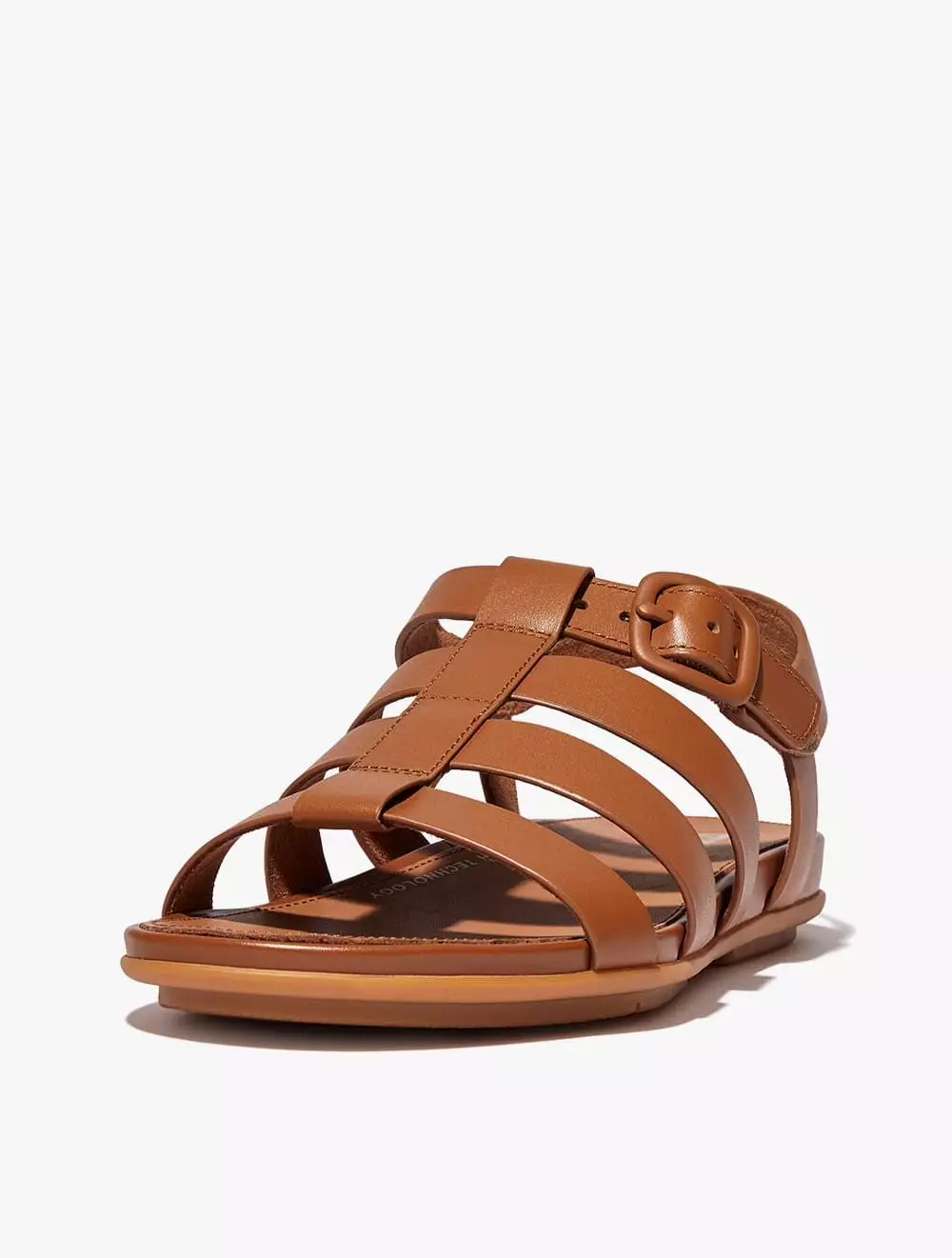 Fitflop Gracie Rubber-Buckle Leather Fisherman Sandals - Light Tan