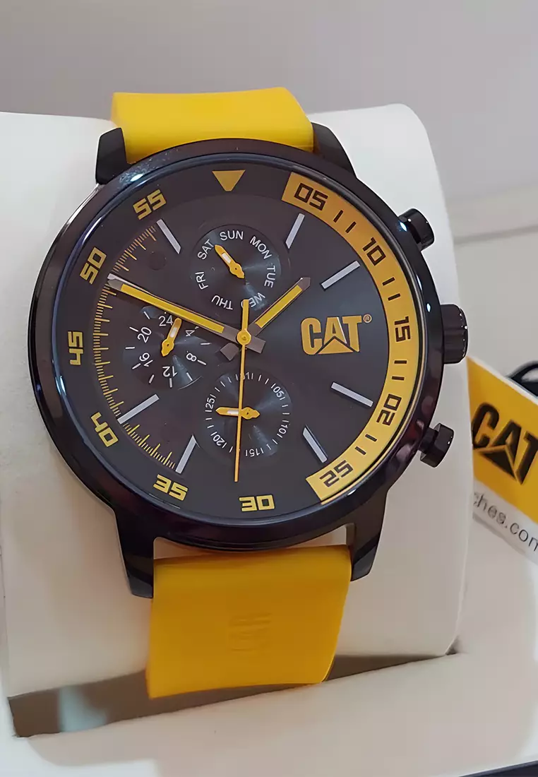Caterpillar CAT AK.169.27.127 - Jam Tangan Pria - Casual Men's Watches - Yellow Rubber Strap