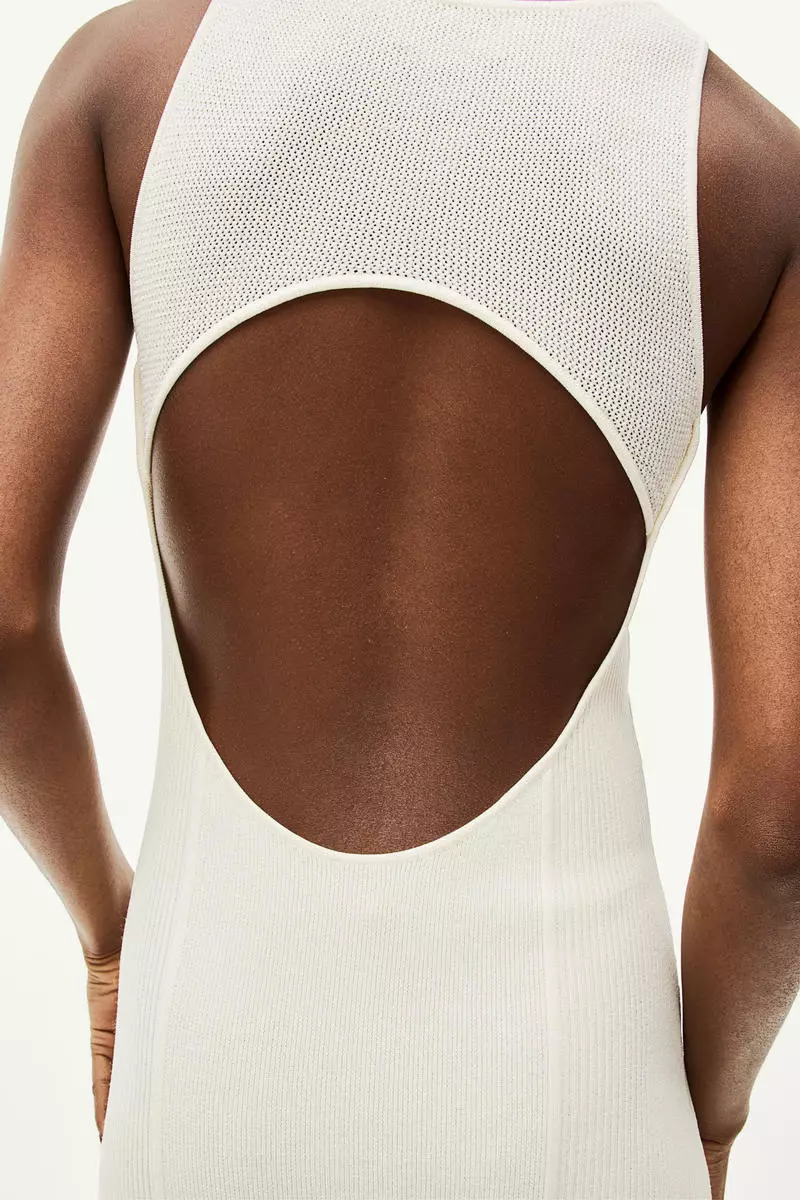 Open-back rib-knit dress