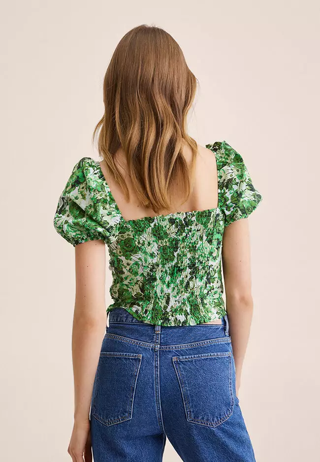 Ruched Printed Blouse