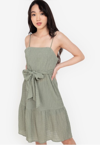 ZALORA BASICS green Ruffle Hem Strapless Dress 04F28AA04DFDD8GS_1