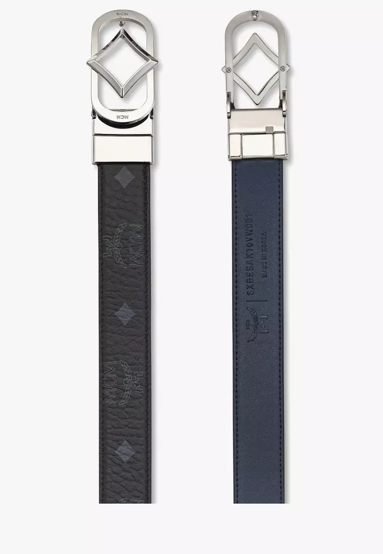 [MCM]★Visetos Diamond Buckle Reversible Belt Adjustable Diamond Buckle Reversible Monogram Belt Cognac