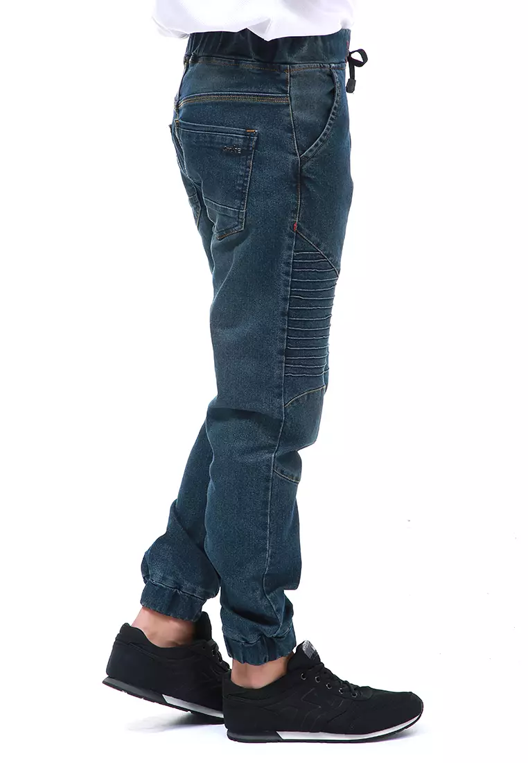 Locko Celana Panjang Pria Elastic Rubber Casual Long Pants Material Jeans ORIGINAL - Bwash