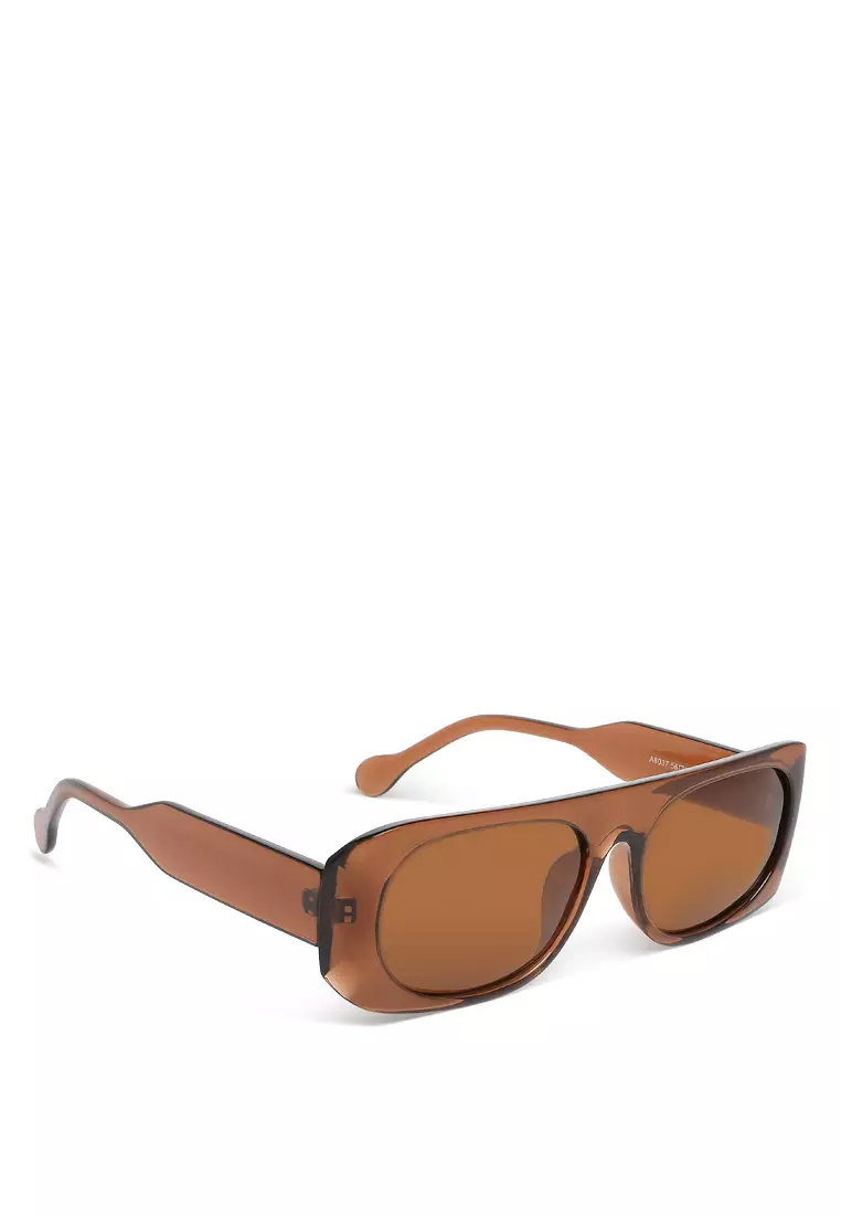 Flat Bridge Oval Sunglasses In Brown