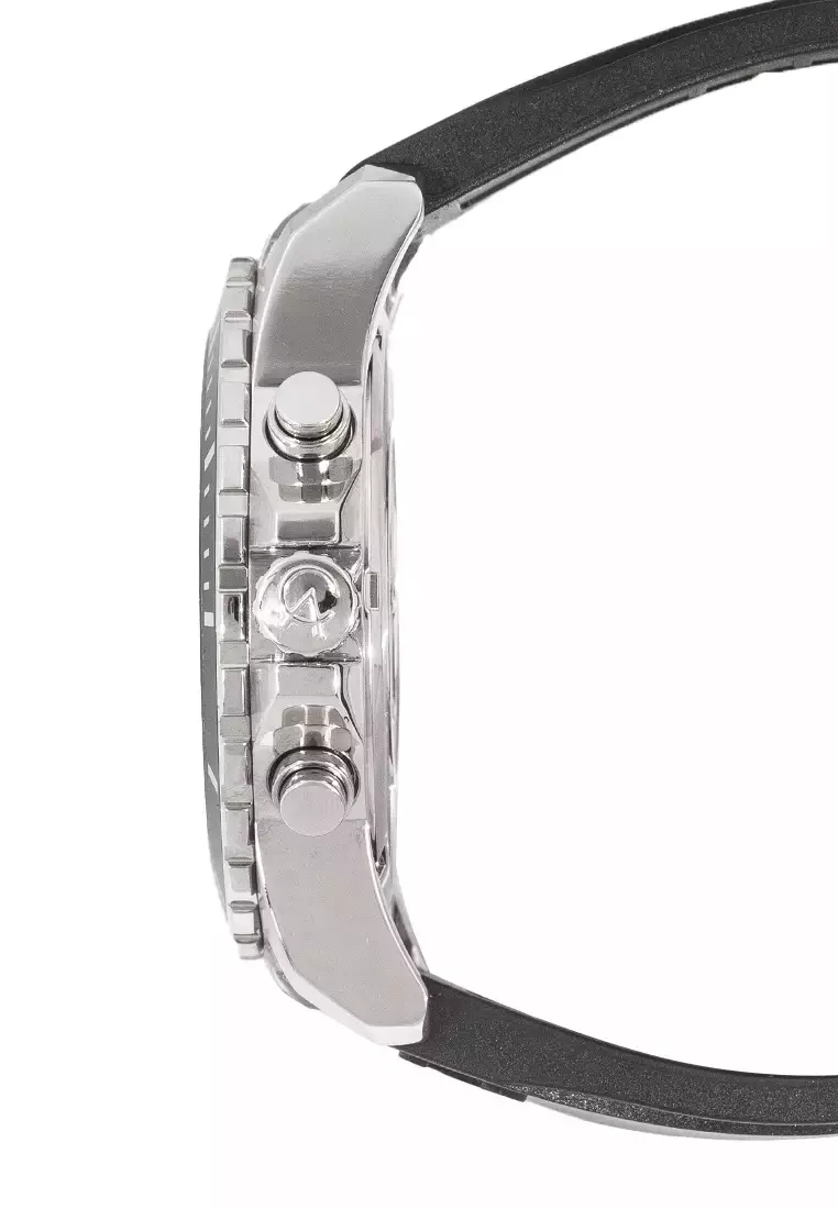 Alexandre Christie Jam Tangan Pria - Black Silver White - Rubber Strap - 6141 MCRSSSL