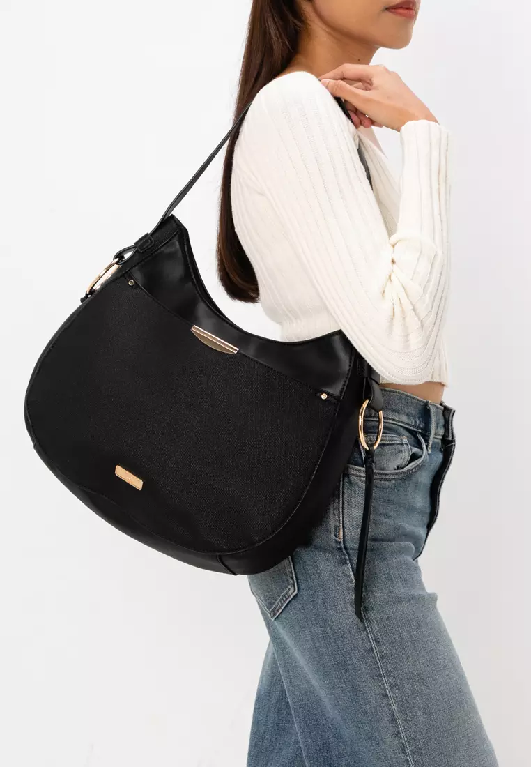 Duo-Texture Convertible Shoulder Bag