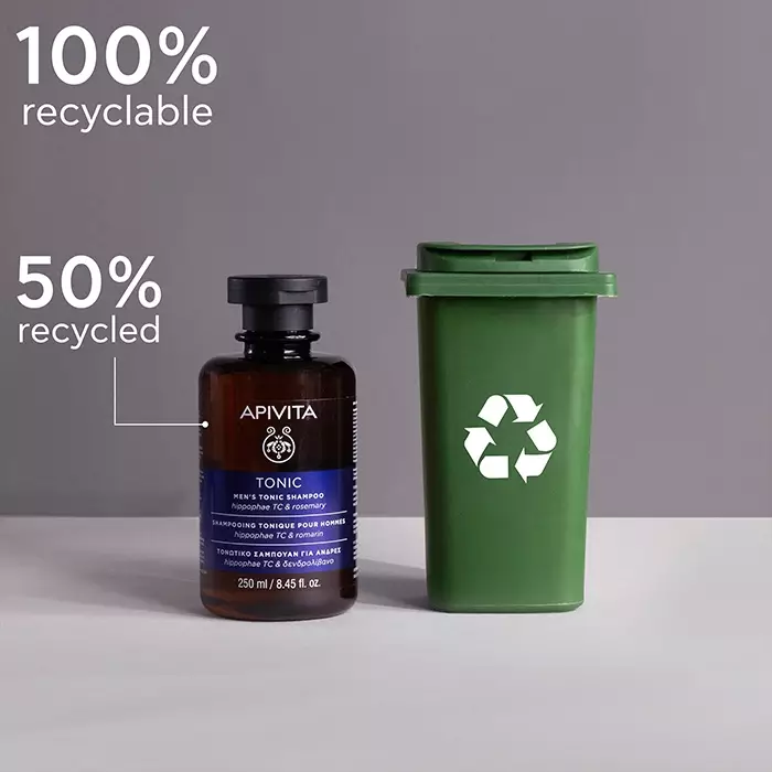 Apivita Men's Tonic Shampoo 250 ml | Sampo Rambut Pria Natural Non SLS Anti Rontok Menstimulasi Pertumbuhan Rambut Mengurangi Kadar Minyak Kulit Kepala