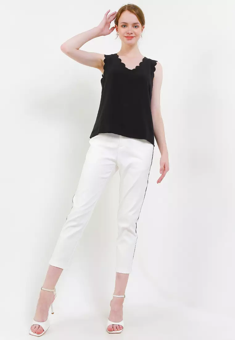 Stretch and back waist Rubber long pant