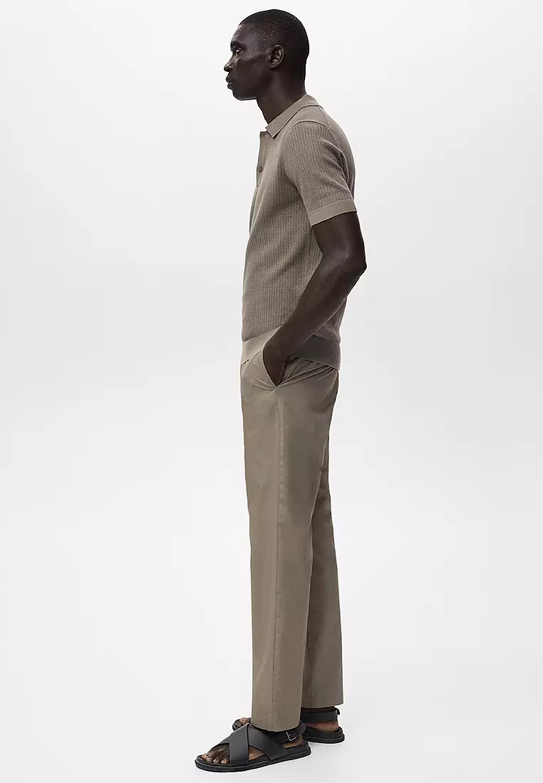 Openwork Knitted Cotton Polo Shirt