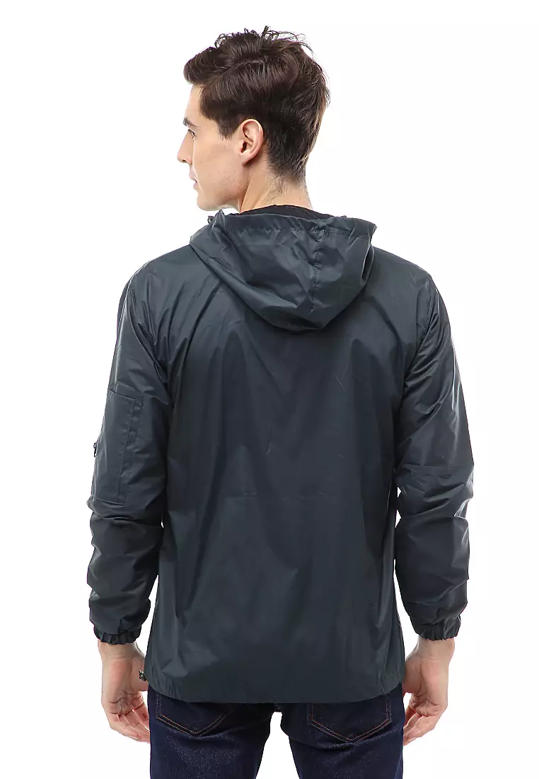 Clover Outerwear Jacket Hoodie Pria Waterproof Anti Air Material Taslan ORIGINAL - Green Bottle