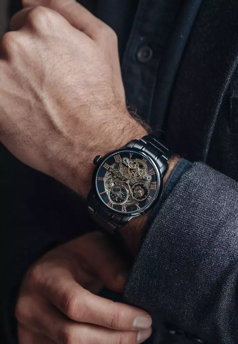 Thomas earnshaw black new arrivals mechanical skeleton watch
