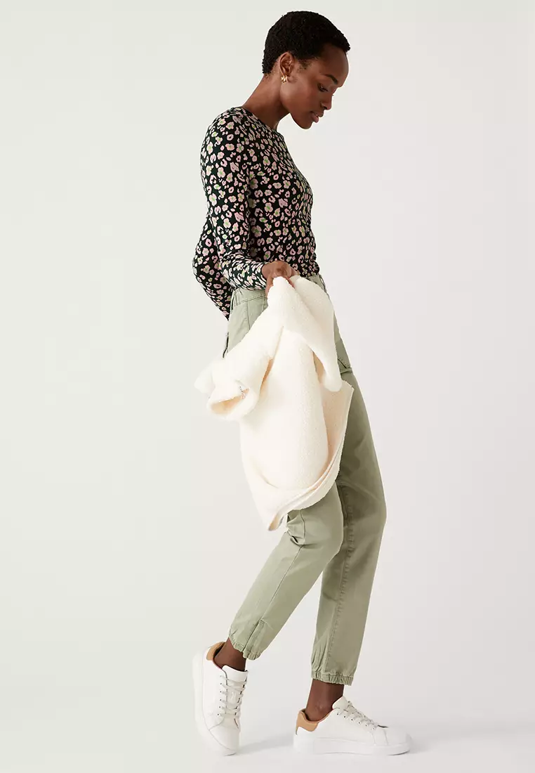Buy Khaki Trousers & Pants for Women by Marks & Spencer Online