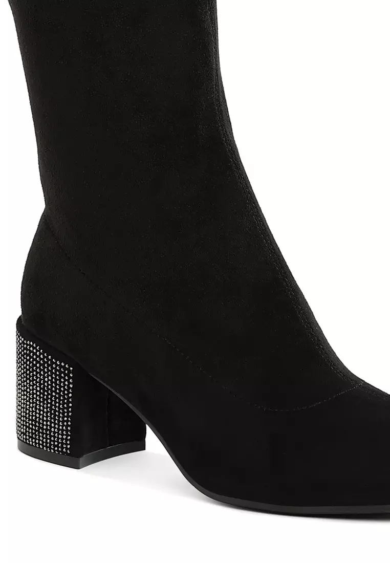 Microfiber Knee High Boots in Black