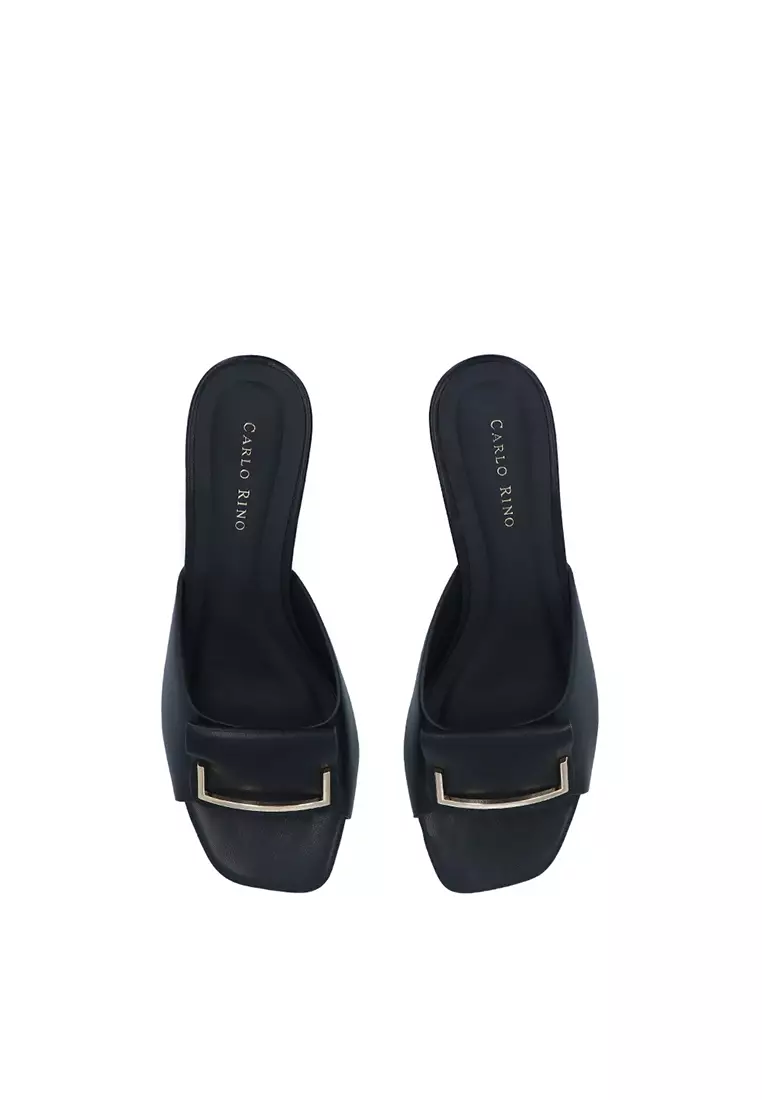 black Anara Kitten Heel Sandals