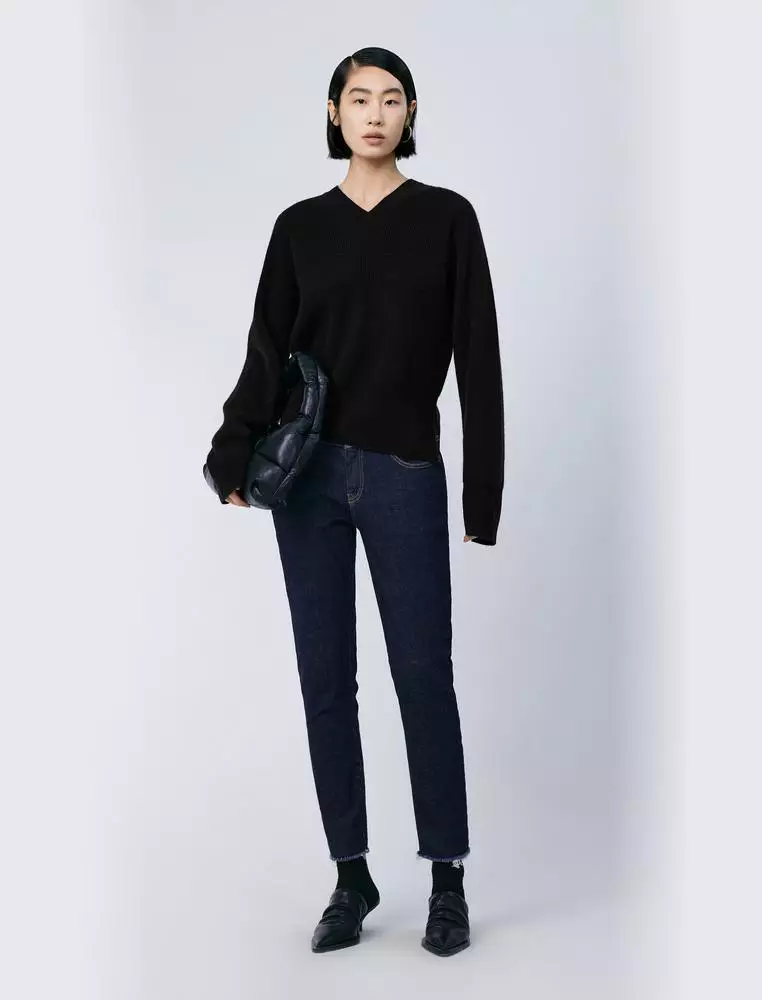 V-Neck Long Sleeve Pullover Cashmere Sweater