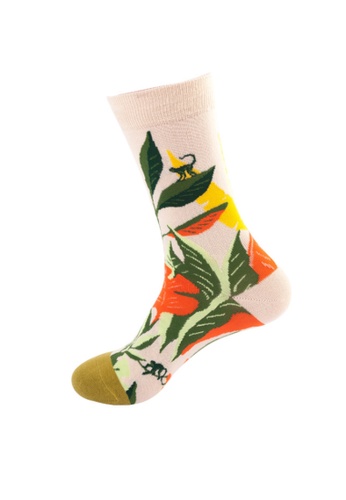 Kings Collection white Leaf Pattern Cozy Socks (One Size) HS202235 8DB51AAF64C1C9GS_1
