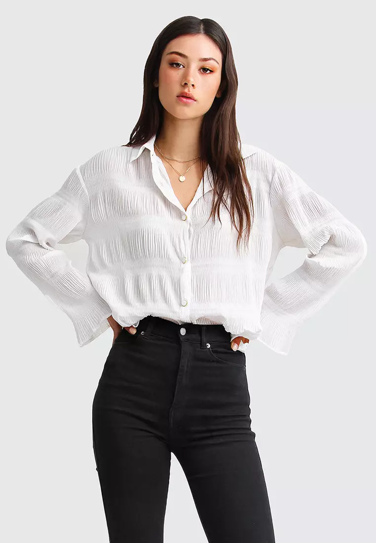 Buy Belle & Bloom Yoko Shirred Chiffon Blouse 2024 Online | ZALORA