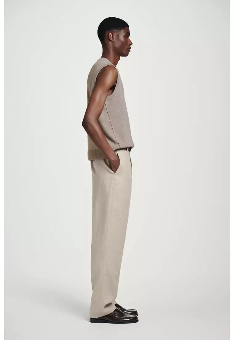 RELAXED LINEN TAPERED TROUSERS