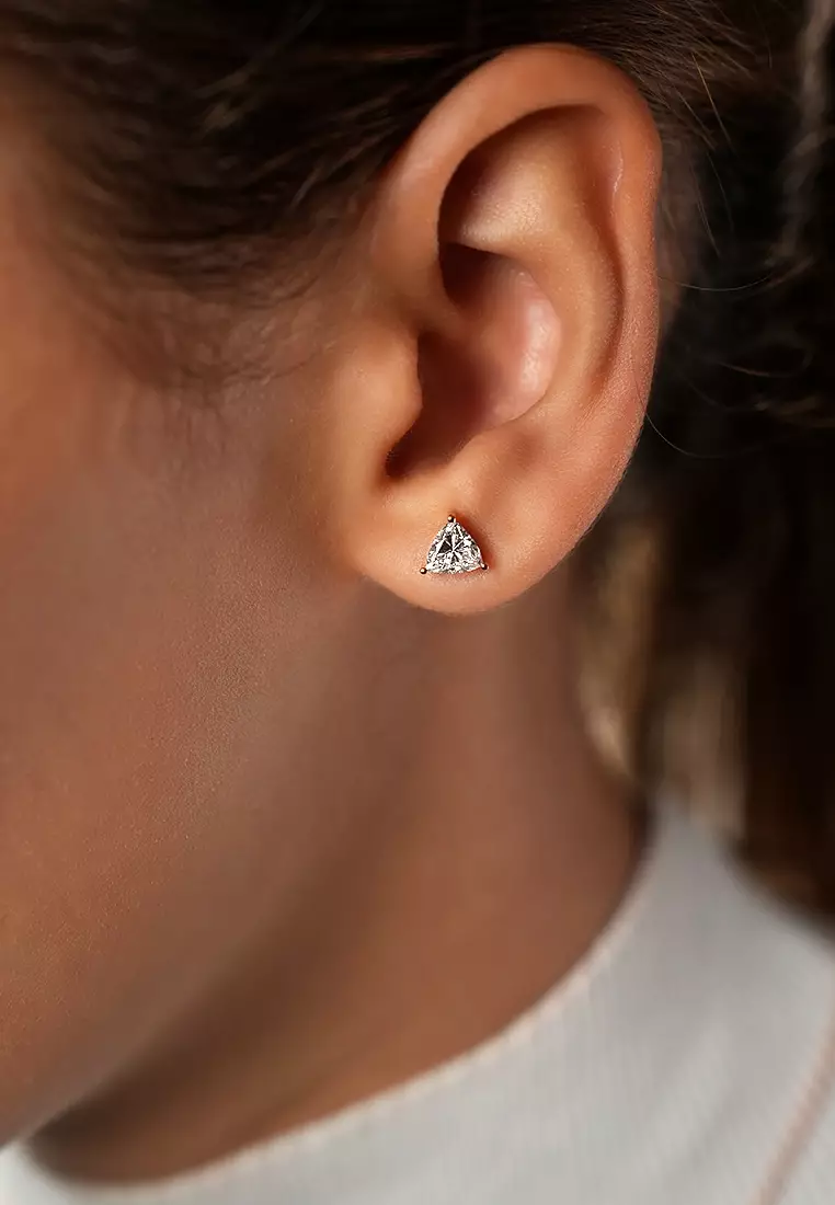 Buy BEON Diamond 1.04ct TDW Modern Trillion Lab Grown Diamond Stud ...