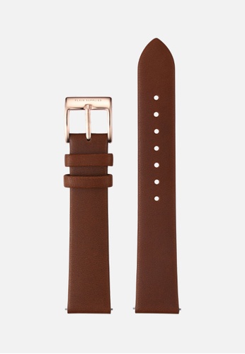 PLAIN SUPPLIES brown 18mm Non-Stitched Leather Strap - Brown (Rose Gold Buckle) DFCDBAC2EFC93FGS_1